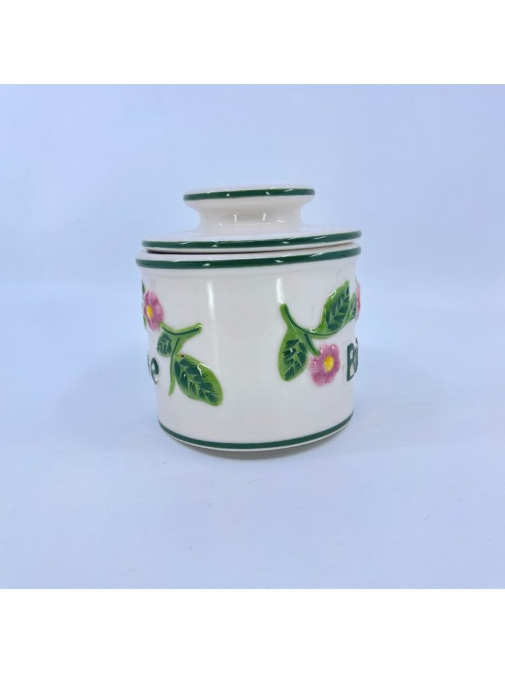 vintage fresh and creamy butter bell with floral embossed design french country - Picture 2 of 7